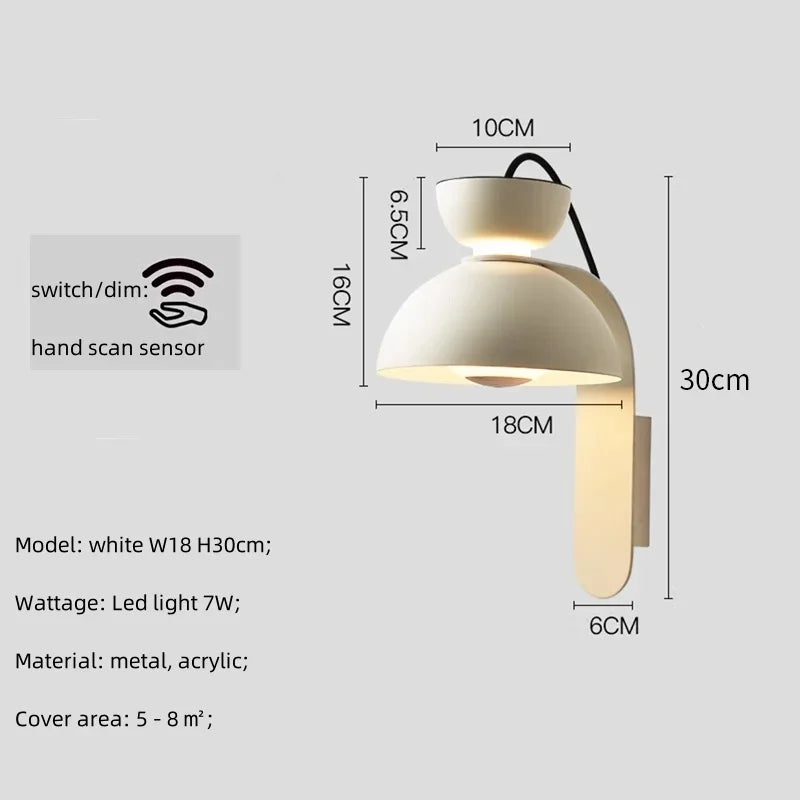 Nordic Hand Scan Sensor LED Wall Scones, Modern Metal Luminarias for Indoor Lighting