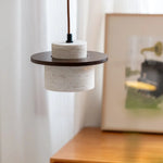 LED Hanging Lamp: Yellow Travertine Japanese Style Pendant Light for Home Decoration