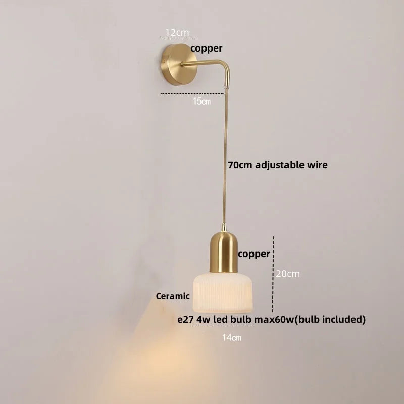 Afralia™ Rotatable Ceramic Wall Lamp with Pull Chain Switch for Bathroom Mirror, Bedroom, Living Room