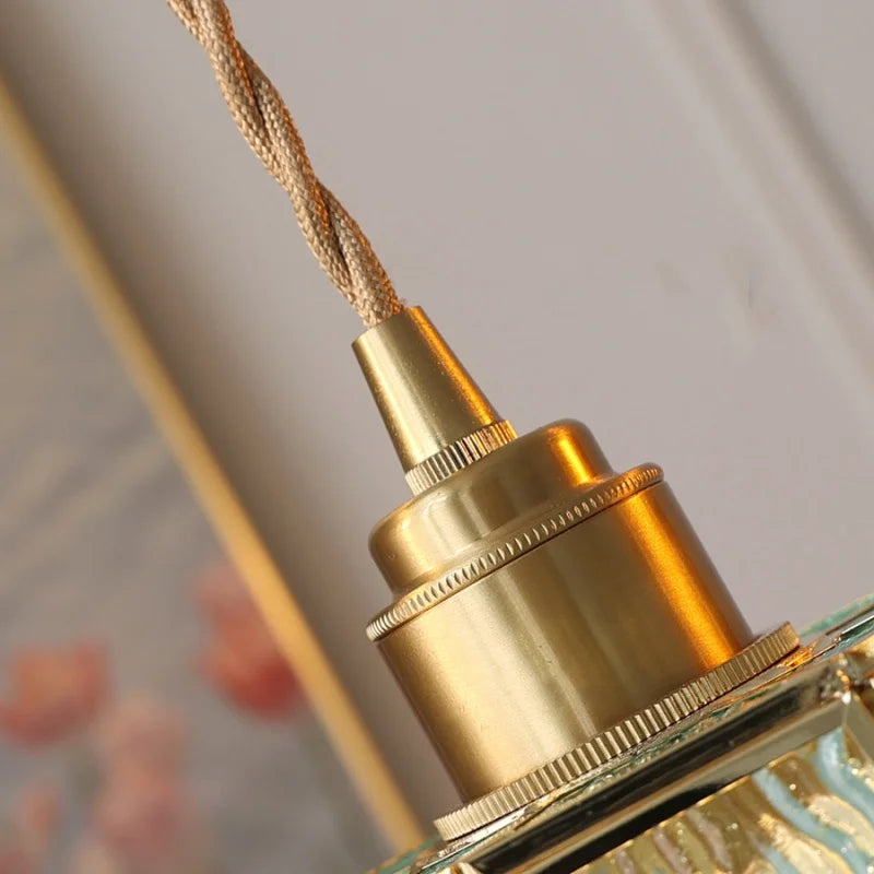 Nordic LED Pendant Light Glass Kitchen Dining Room Copper Hanging Lamp