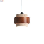 Wood Yellow Travertine LED Pendant Lights for Home Decor & Cafe