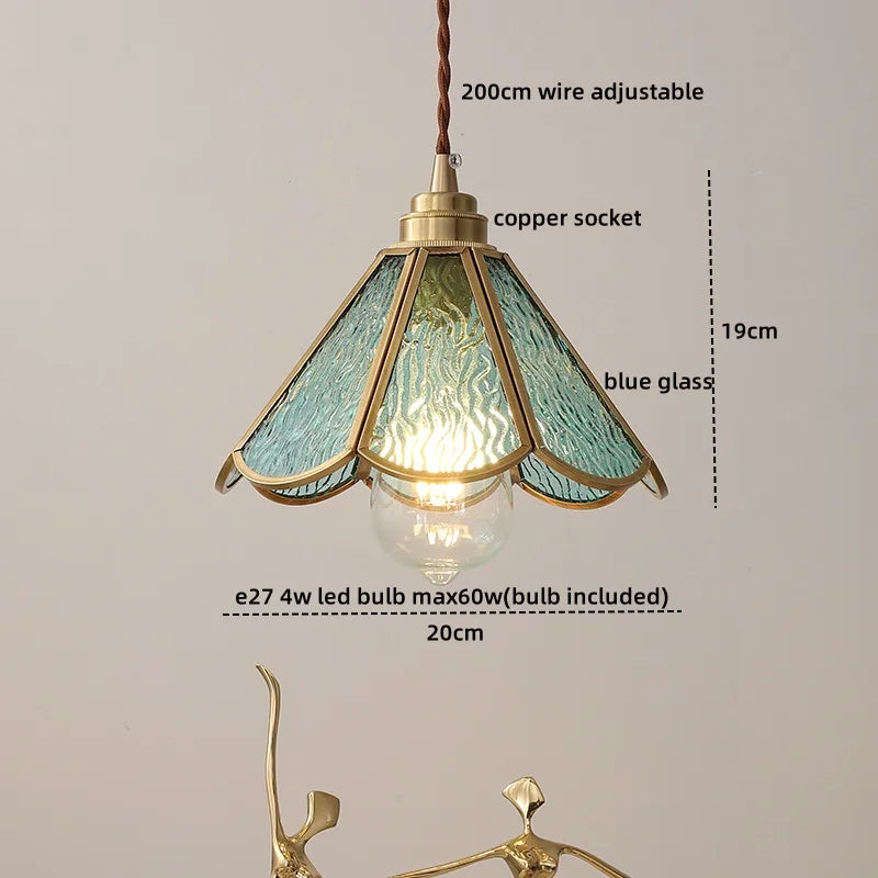 Glass Copper LED Hanging Light: Nordic Pendant Lamp, Living Room Bedroom Coffee Knob Switch