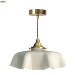 Afralia™ Cream Glass Copper LED Pendant Lamp for Kitchen Bedroom Living Room