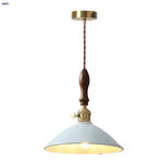 Afralia™ Ceramic Knob Switch LED Pendant Lamp, Nordic Walnut Wood Hanging Light Fixtures for Living Room
