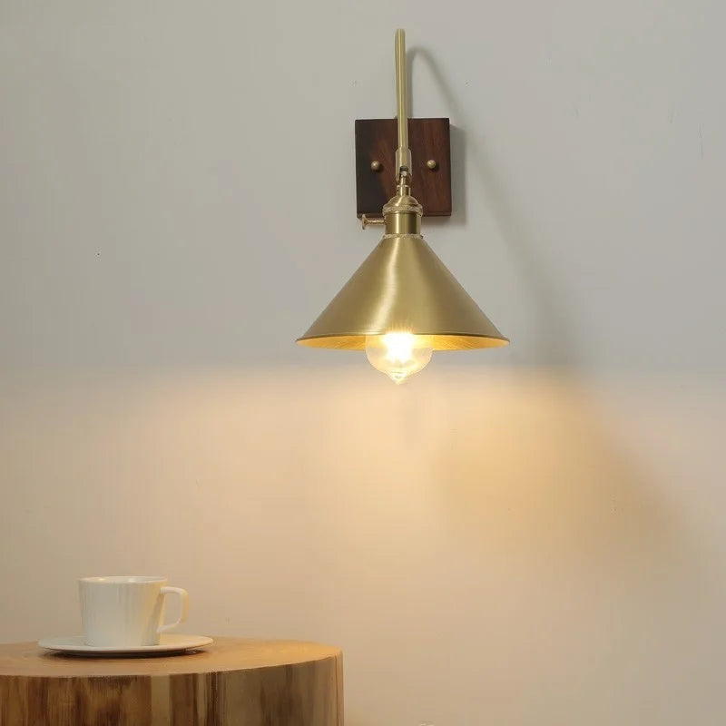 Walnut Copper LED Wall Lights Modern Bedside Lamp Applique Da Parete