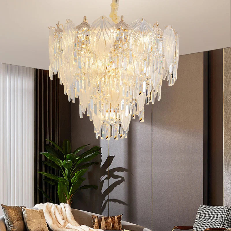 French Crystal Chandelier Cream Wind Lighting Elegant Luxury Lights
