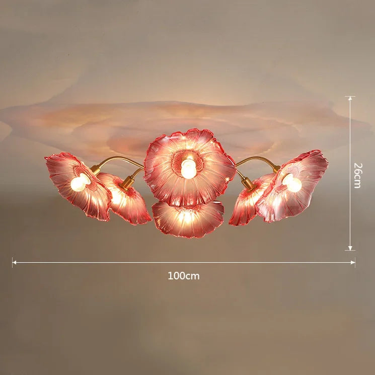 Lotus Leaf Glass Ceiling Chandelier with E14 Bulb