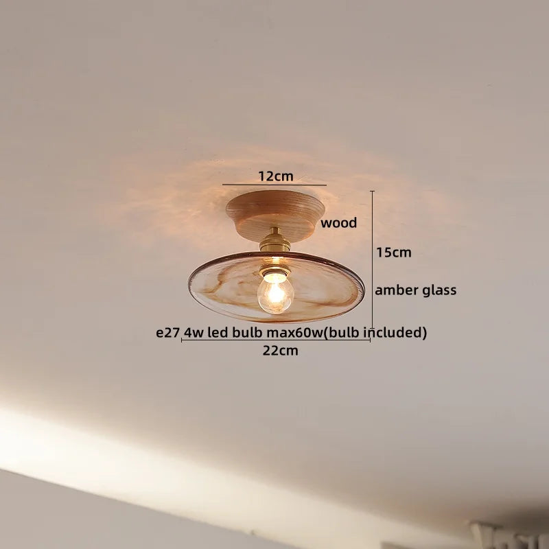 Amber Glass LED Ceiling Lights Modern Decoration for Home Porch Restaurant