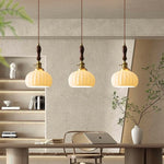 Wood Handle LED Pendant Lights Japanese Vintage Style Bar Bedroom Living Room HangLamp