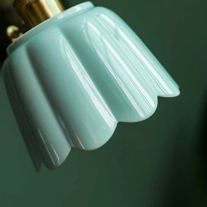 Afralia™ Lotus Flower Ceramic LED Pendant Lampshade for Home Decor