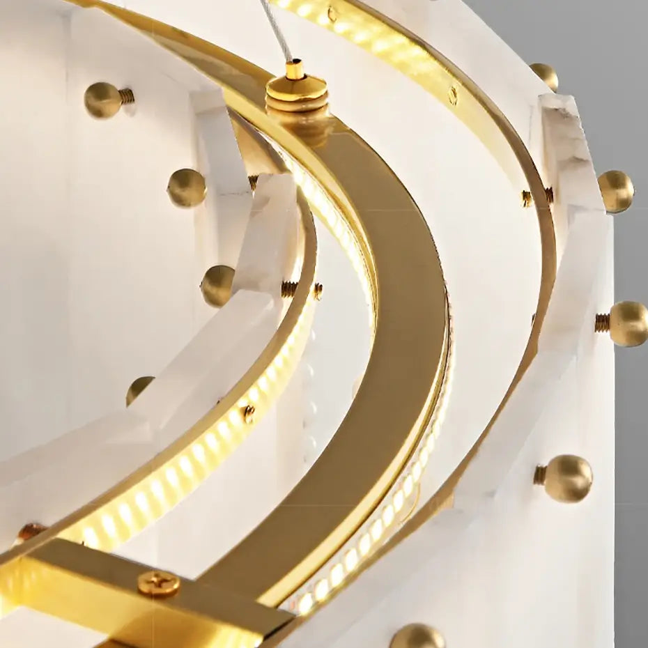 Natural Marble & Crystal Dining Room Chandelier