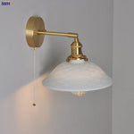 Nordic LED Wall Light Fixture Pull Chain Switch Brass Bedside Lamp