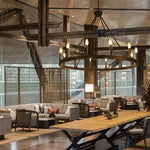 Afralia™ Black Metal LED Pendant Chandelier for Living Room and Stairs