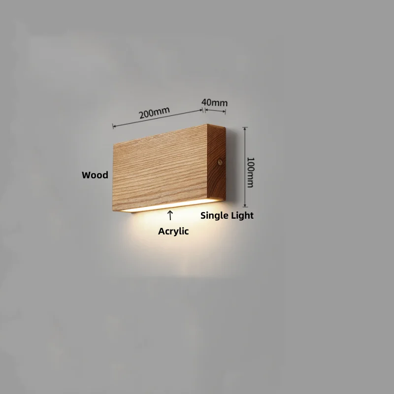 Walnut Wood LED Wall Sconce Indoor Light for Bedroom Living Room Restaurant