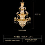 Luxe Crystal Chandelier: Elegant Copper Living Room Dining Candle Light