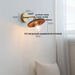 Nordic LED Wall Light Walnut Wood Copper Sconce with Pull Chain Switch