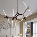 Nordic Herringbone Black Golden LED Chandelier for Living Dining Bedroom