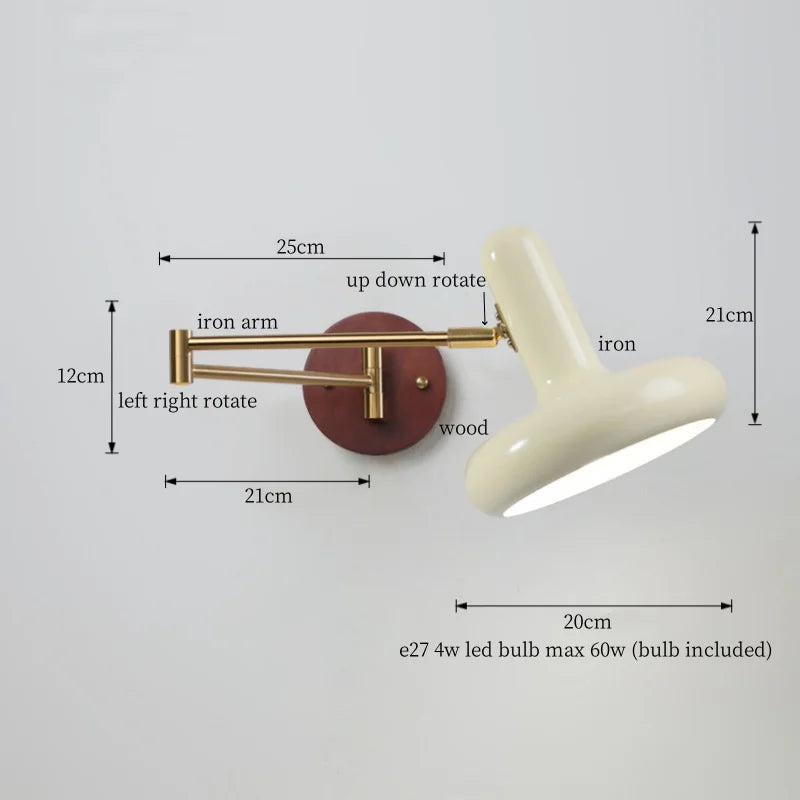 Afralia™ Creamy Iron LED Wall Lamp Bedroom Living Room Bathroom Mirror Stair Light