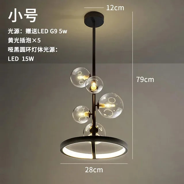 Glass Ball LED Chandelier: Modern Nordic Style for Living, Dining, Kitchen, Study