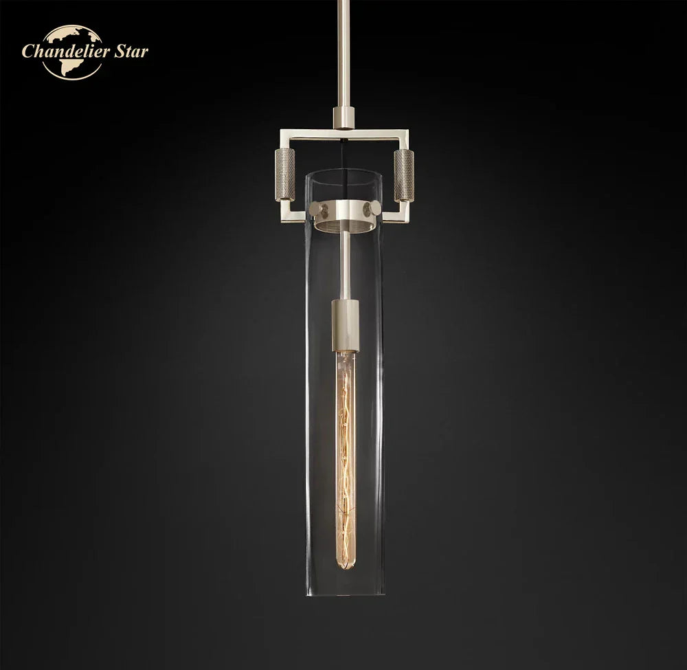 LED Glass Cylinder Pendant Lights - Modern Kitchen Island Chandeliers