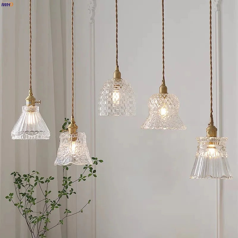 Flower Glass Pendant Light: Modern Nordic LED Hanging Lamp for Living & Dining Room