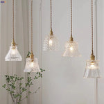 Flower Glass Pendant Light: Modern Nordic LED Hanging Lamp for Living & Dining Room