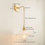 Afralia™ Green Glass LED Wall Light Fixture | Modern Nordic Pull Chain Lamp