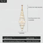 Hollow Spiral Staircase Chandelier | Modern Long Crystal Light for Villa Livingroom