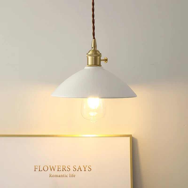 Ceramic Knob Switch LED Pendant Light, Nordic Modern Hang Lamp