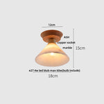 White Ceramic LED Ceiling Lamp Wood Ash Nordic Modern Copper Light
