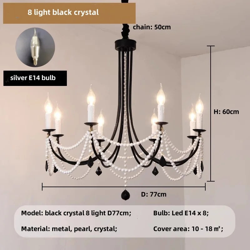 Afralia™ Black Metal Led Candle Chandelier Pendant Lights for Chic Home Decor