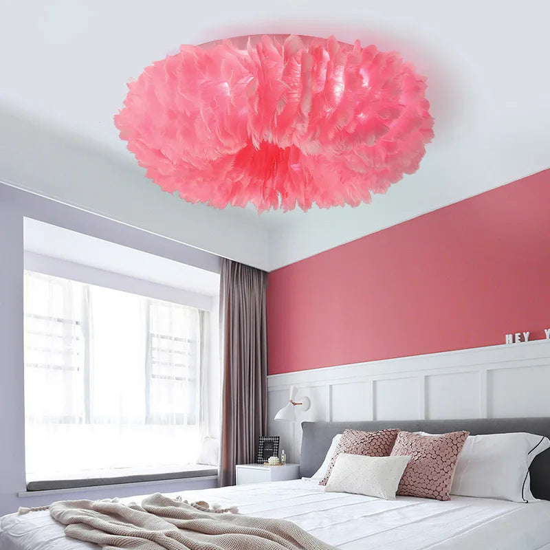 Feather Ceiling Lamp: Stylish Round DownLights with E27 Bulb for Home Decor