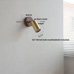 Copper Lampshade LED Wall Sconce Pull Chain Switch Nordic Modern Walnut Wood Mirror Light