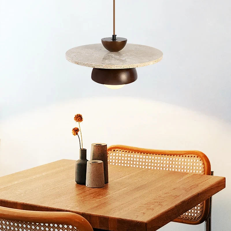 Yellow Travertine Pendant Light: Nordic Minimalism LED Hanging Lamps for Home Decoration