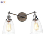 2 Head LED Wall Lamps Iron Glass Bedroom Stair Light Fixtures