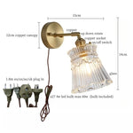 Clear Brass Glass LED Wall Lamp Pull Chain for Living Room Bedroom Loft