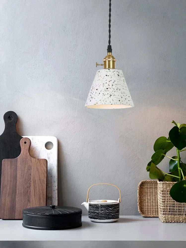 Terrazzo LED Pendant Lights, Adjustable Wire, Nordic Modern Hanging Lamp