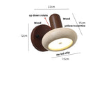 Yellow Travertine Wood Wall Light: Up Down Rotate LED Fixture with Pull Chain Switch.