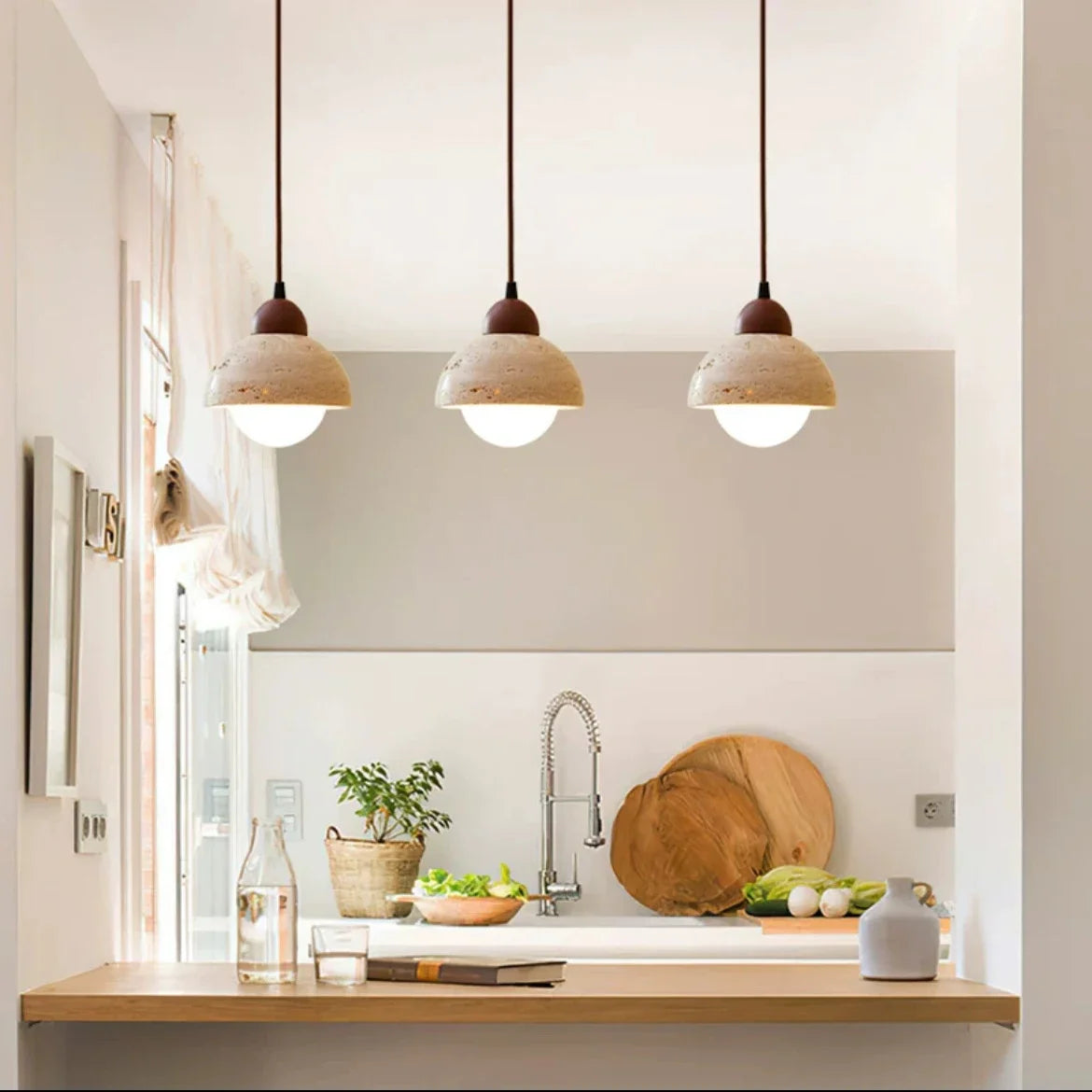 Cave Stone Pendant Light Ceiling Hanging Lamp for Bedroom and Dining Room