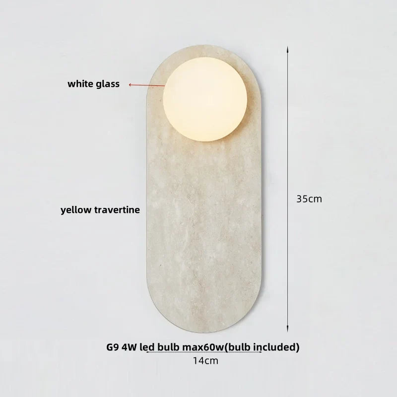 Glass Globe LED Wall Lamp Nordic Modern Stone Bathroom Mirror Light