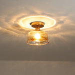 Amber Glass LED Ceiling Lights Modern Home Lighting Copper Socket