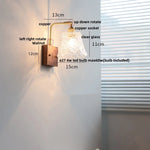 Walnut Glass LED Wall Light: Modern Brass Rotatable Bedside Lamp