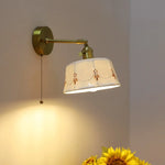 Ceramic Hand-painted LED Wall Light, Pull Chain Switch, Modern Bedside Lamp