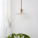 Glass Copper LED Pendant Lamp with Wire Adjustment & Knob Switch