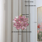 Flower Glass Pendant Lamp E27 Copper Hanging Light - Adjustable 200cm Wire