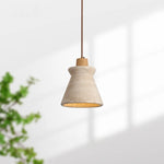 Stone LED Pendant Light: Nordic Modern Yellow Travertine Fixture for Living Dining Hallway