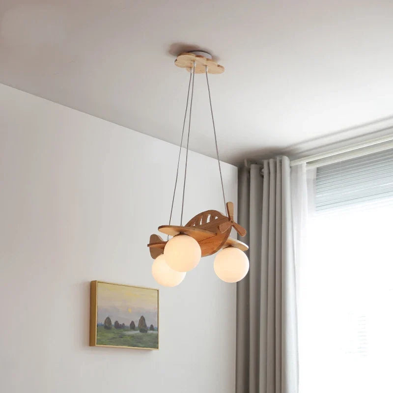 Wooden Aircraft Pendant Light Hanging Lamps Chandelier Ceiling Suspension