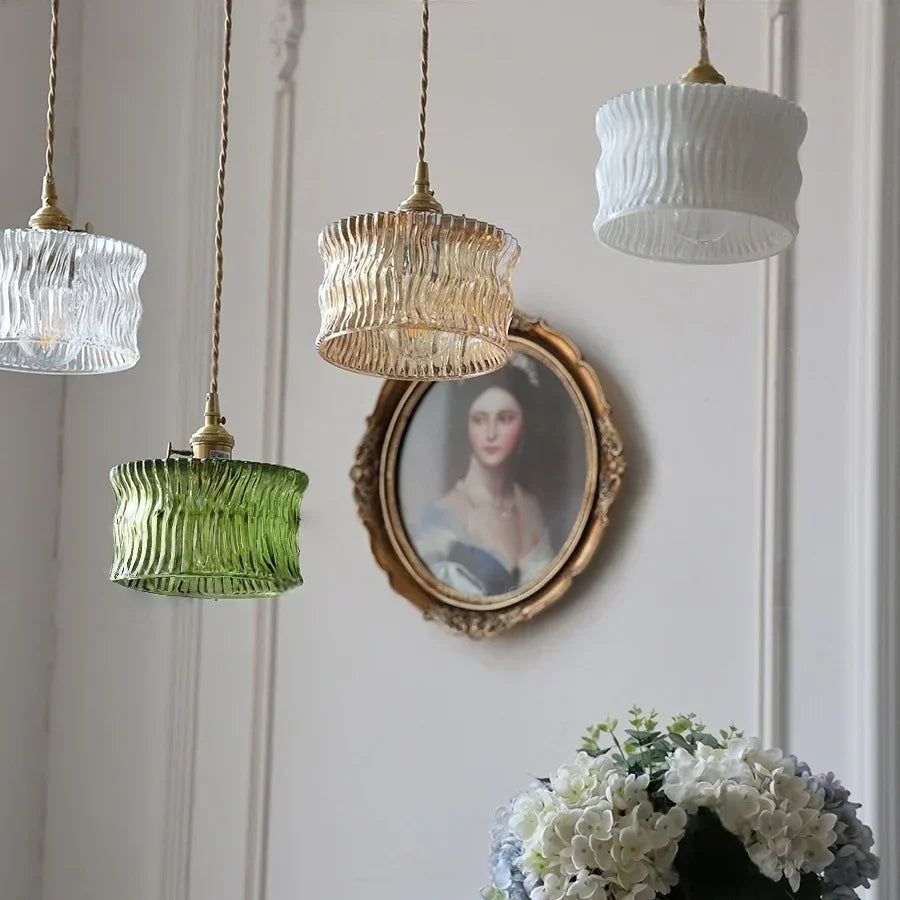 Wicker Glass LED Pendant Light - Modern Adjustable Fixture for Restaurant & Coffee Bar