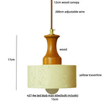 Wabi Sabi LED Pendant Lights Brown Wood Stone Yellow Travertine Hang Lamp