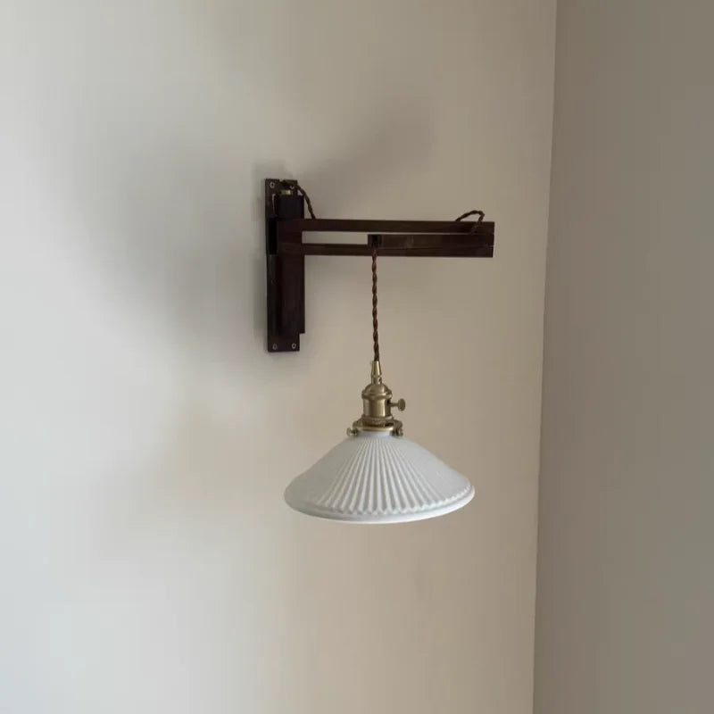 Ceramic Copper LED Wall Lights Pull Chain Switch Nordic Bedside Lamp